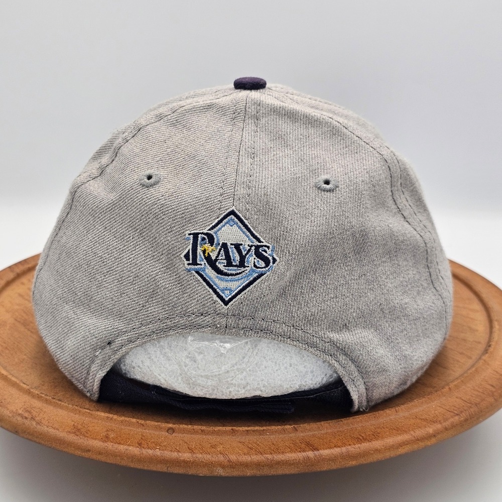 Tampa Bay Rays New Era 9FORTY Hat Heather Gray Purple Strapback MLB Baseball Cap - Picture 3 of 11